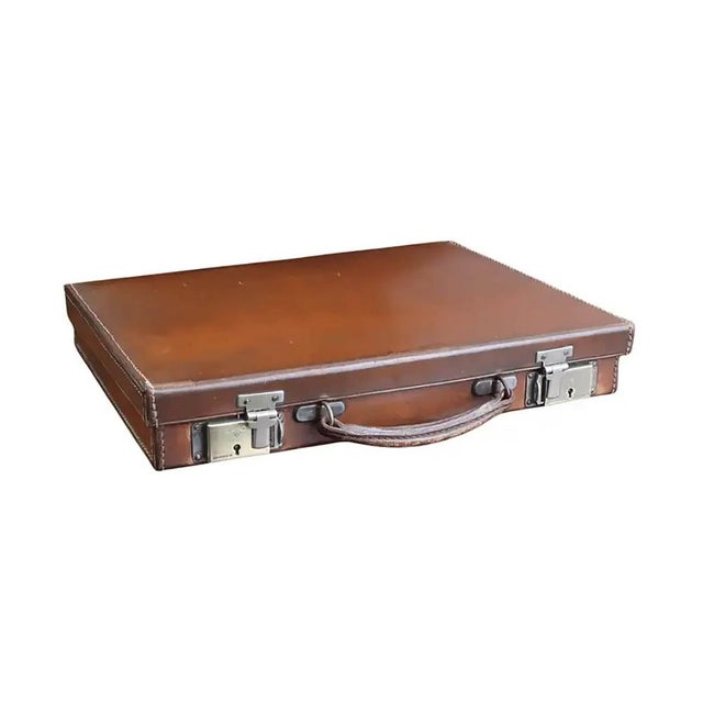Vintage English Brown Leather Attache or Briefcase, 1920s For Sale - Image 13 of 13