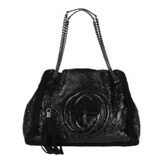 Black Patent Shearling Medium Soho Hobo For Sale