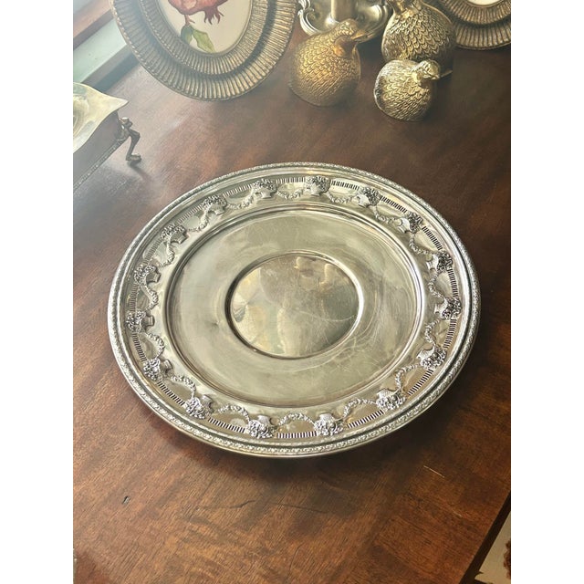 Hollywood Regency 1947 Reed and Barton Silver Plate Pierced Sandwich Plate For Sale - Image 3 of 9