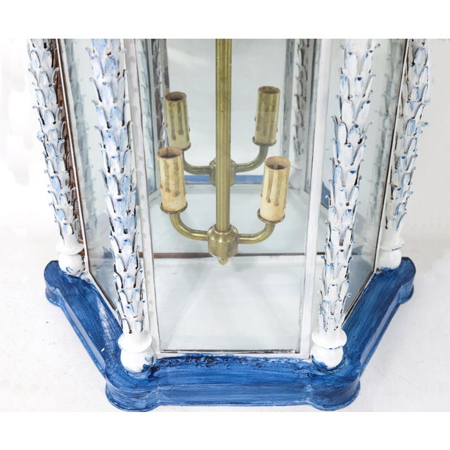 A Pair of Vintage Brighton Blue and White Chinese-Style Pagoda Wall Lamps For Sale - Image 11 of 17