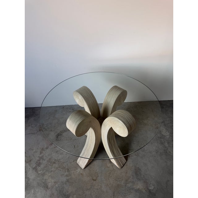 Vintage Coastal Organic Sculptural Pencil Reed Rattan Dining Table For Sale In Miami - Image 6 of 18