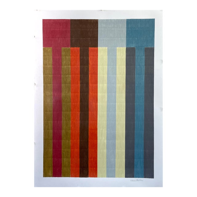 Color Pencil Drawing With Multicolor Stripes For Sale
