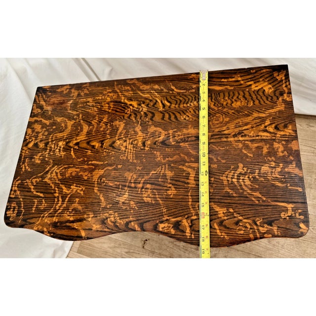 19th Century Victorian Tiger Oak Credenza / Side Cabinet With Serpentine Front For Sale - Image 11 of 13