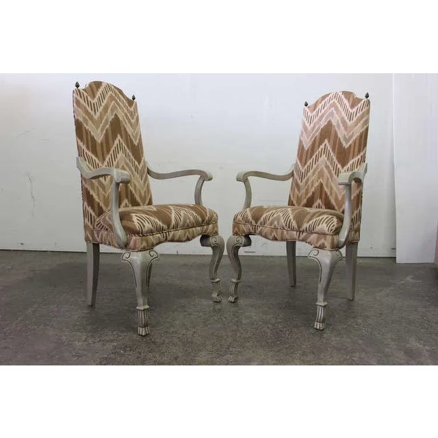 Traditional Pair of Ikat Regency Armchairs For Sale - Image 3 of 5