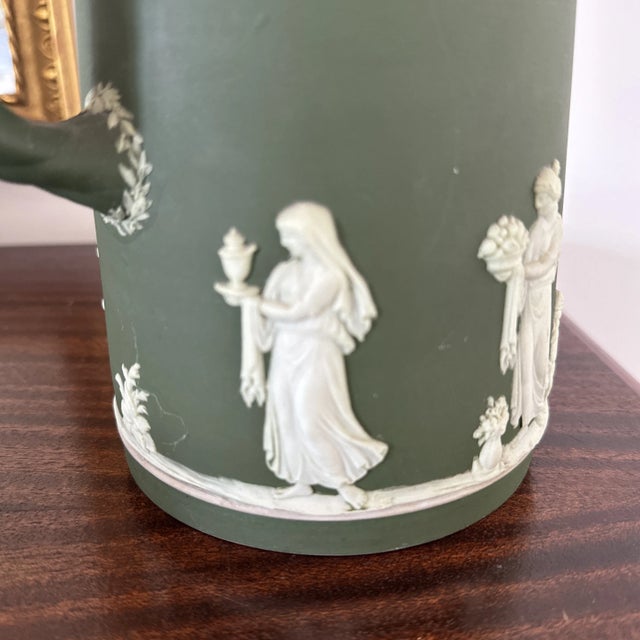 Late 19th Wedgwood Green Jasperware Large Pitcher For Sale - Image 9 of 12