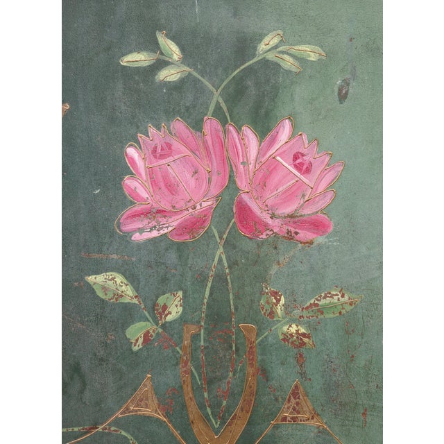 Metal Antique French Art Nouveau Painted Iron and Brass Twin Headboard For Sale - Image 7 of 12