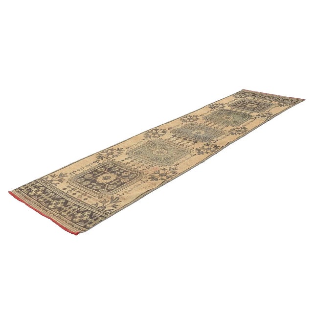 Traditional Mid 20th Century Decorative Vintage Turkish Oushak Runner For Sale - Image 3 of 7