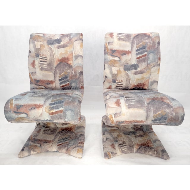 Set of 6 S Shape Curved Abstract Upholstery Baughman Style Dining Chairs MINT For Sale - Image 9 of 11