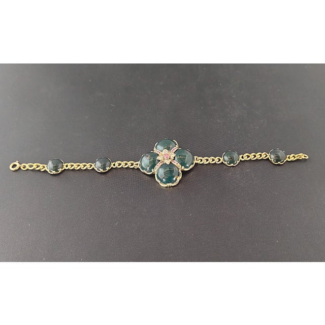 Antique Bracelet in 18k Gold and Heliotrope Jasper, 1890s For Sale - Image 5 of 6