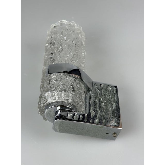 Silver Brutalist Wall Light in Glass and Chrome, Germany, 1960s For Sale - Image 8 of 15