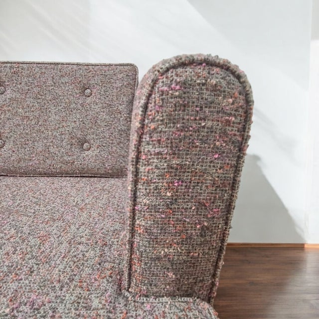 Wood Custom Restored 1950's Drexel Profile Sofa by John Van Koert in Knoll Modern Tweed Textile For Sale - Image 7 of 9