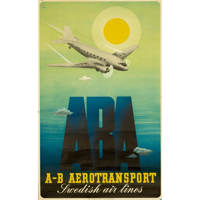 Art Deco A-B Aerotransport — Swedish Air Lines — Anders Beckman — Circa 1930 For Sale - Image 3 of 3