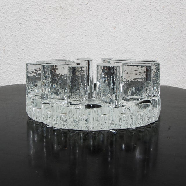 Mid-Century Modern 1960s Mid Century Modern Art Crystal Glass Bel Mondo Clear Textured Holder Shutte West For Sale - Image 3 of 12