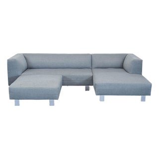 Room and Board Chelsea Modern Gray Sectional Sofa With Ottoman For Sale