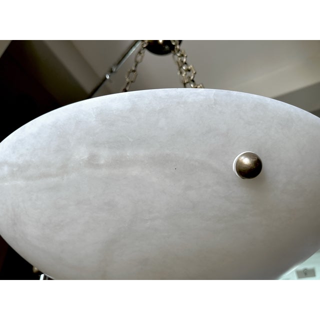 Large French Directoire Style Alabaster Chandelier Pendant Light For Sale - Image 10 of 16
