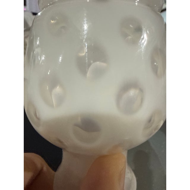 Glass MCM Hand-Blown Frosted Art Glass Pitcher With Polka Dot Pattern For Sale - Image 7 of 12