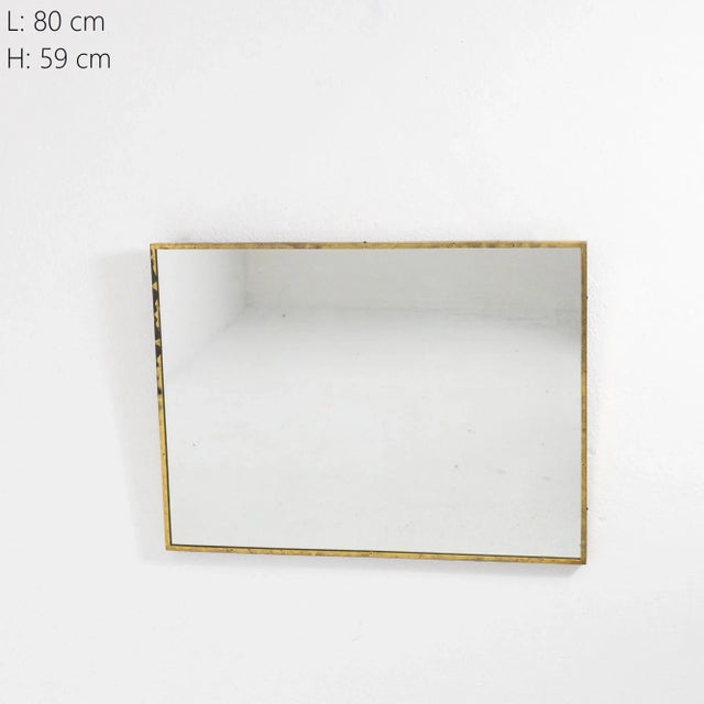Rectangular Mirror with Brass Frame, 1950s For Sale - Image 6 of 10