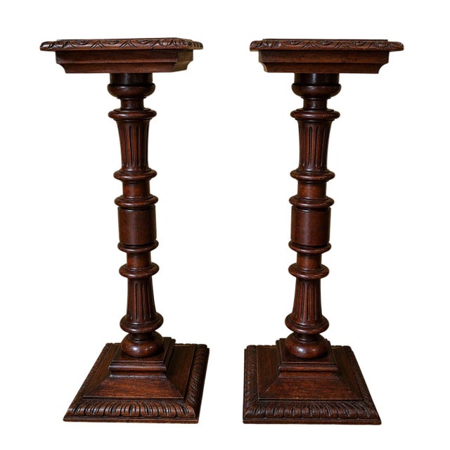 Brown 19th Century Renaissance Walnut Side Tables, Set of 2 For Sale - Image 8 of 8