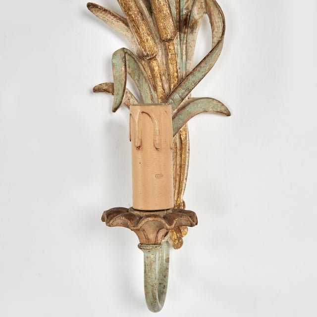 Antique Italian Three Piece Sconce Set With Seashell and Cat Tails For Sale - Image 4 of 11