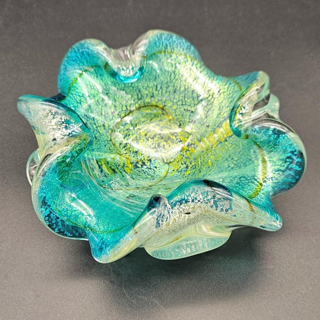 1950s Ashtray in Murano Glass with Silver Inlays, 1950s For Sale - Image 5 of 5