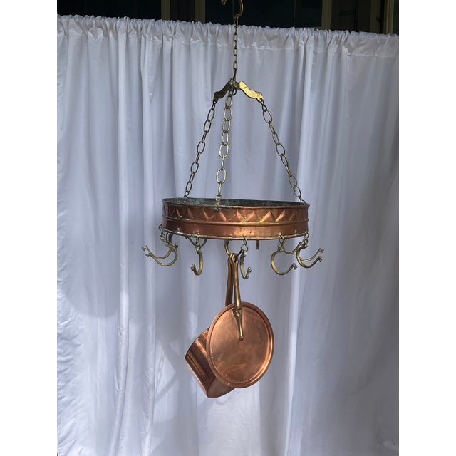 French Country Late 19th Century Copper Hanging Pot/Utensil Rack For Sale - Image 3 of 8