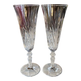 2000s Marquis by Waterford Crystal Champagne Flutes- a Pair For Sale