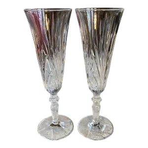 2000s Marquis by Waterford Crystal Champagne Flutes- a Pair