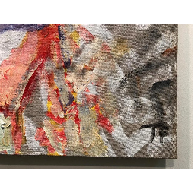 Textile Room of Krajcer with Orange Chair, Figurative Oil on Linen, Rich Bold Colors, 2012 For Sale - Image 7 of 8