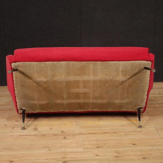 Italian Sofa in Red Velvet, 1960s For Sale - Image 11 of 13