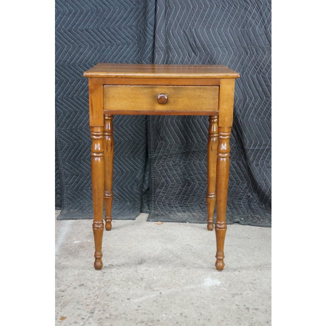 Antique 19th C. Early American Primitive Cherry Side Accent Table Nightstand 29" For Sale - Image 4 of 18