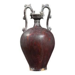 Antique Chinese Tang Dynasty Sancai Style Pottery Double Dragon Bottle Vase For Sale