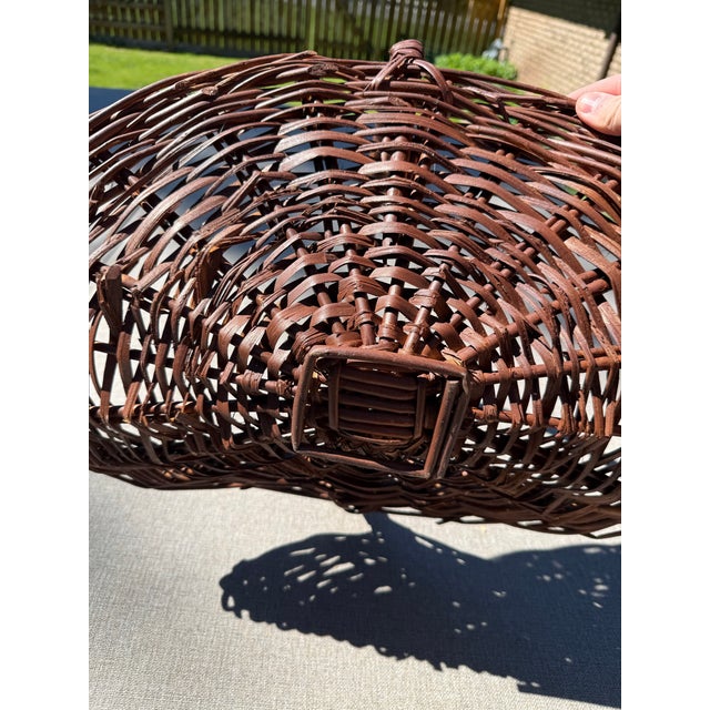 Burnt Umber Vintage French Style Wicker Flower Basket For Sale - Image 8 of 10
