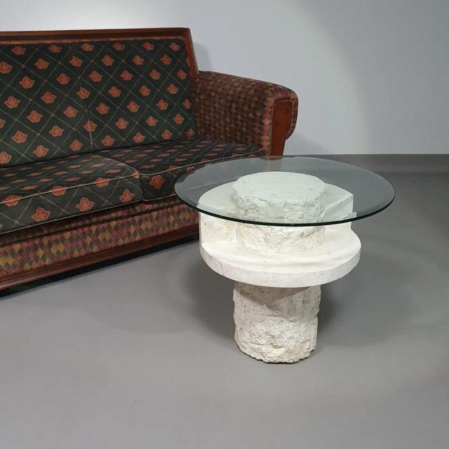 Vintage Mactan Stone Side Tables with Faceted Glass Tops by Magnussen Ponte, 1980, Set of 2 For Sale - Image 4 of 11