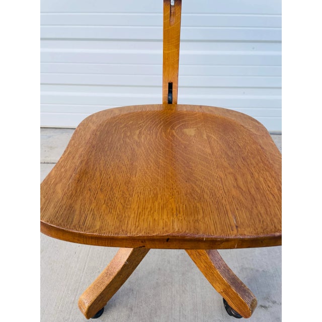 1930s Art Deco Antique Wooden Typist Chair For Sale - Image 4 of 12