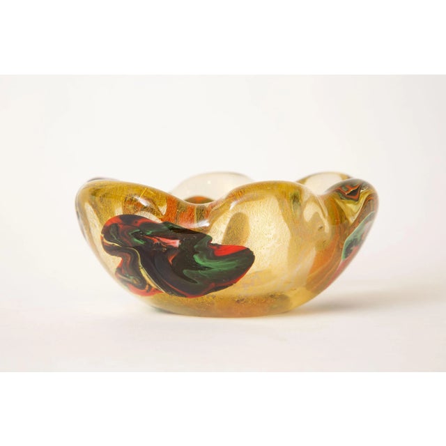 Gold Vintage Murano Glass Patchwork Bowl by Avem Gold Aventurine, Orange, Red Green 1950's For Sale - Image 8 of 13