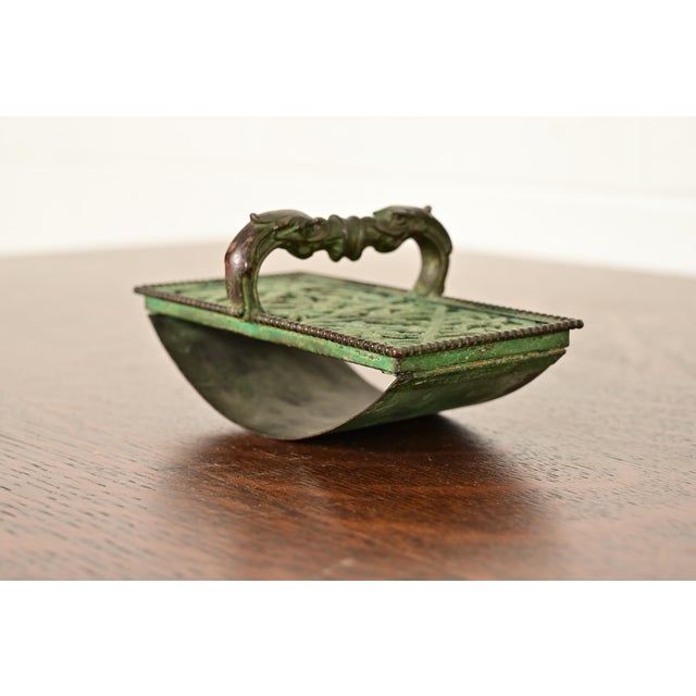 Apollo Studios New York Arts & Crafts Grapevine Pattern Bronze and Slag Glass Rocker Blotter For Sale - Image 12 of 12