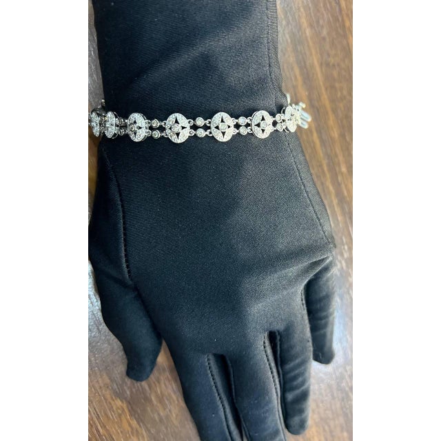 Vintage Style Edwardian Diamond Filigree 14k White Gold Statement Bracelet For Sale - Image 9 of 10