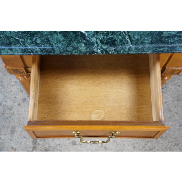 Vintage Century Furniture Louis XVI Neoclassical Style Maple Green Marble Side Table 25" For Sale - Image 17 of 18