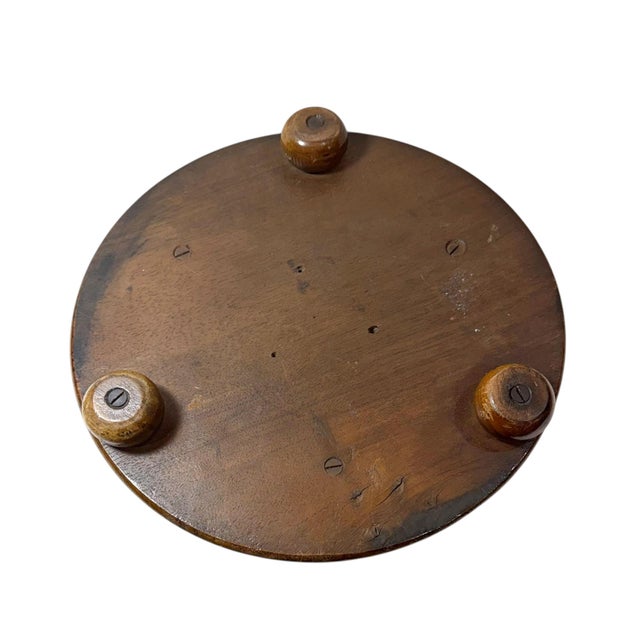 Blue Mid 19th Century English Beaded on Velvet Round Footstools - A Pair For Sale - Image 8 of 8