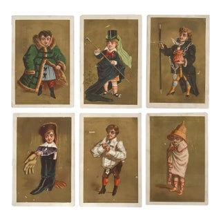Antique 19th-Century Chromolithograph French Publicity Cards - Set of 6 For Sale