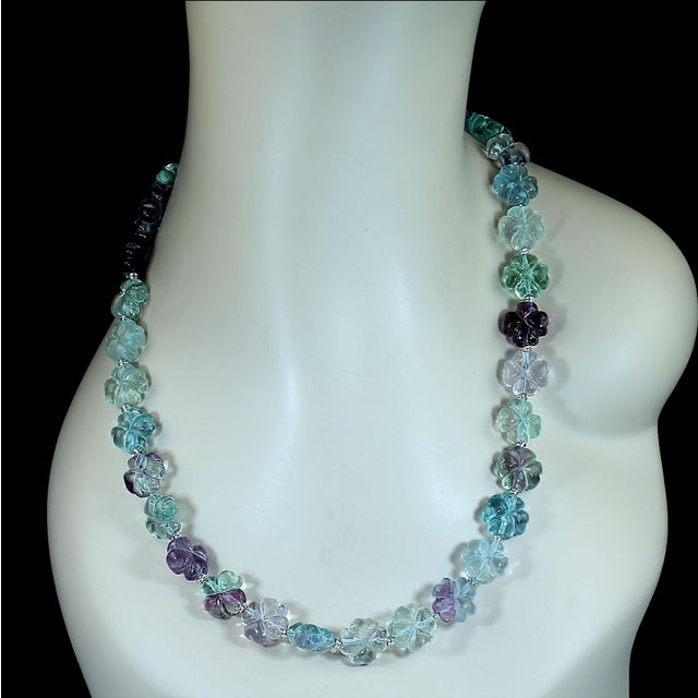 2020s Ajd 24 Inch Transparent Multi Color Fluorite Necklace For Sale - Image 5 of 6