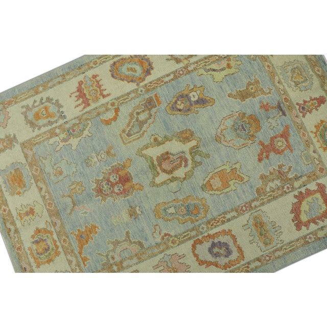 Oriental Hand Knotted Rug Turkish Oushak 4'3" x 5'7" For Sale - Image 4 of 5