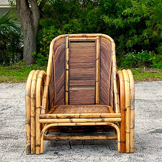 Vintage Coastal 1950s Pencil Reed Lounge Chair For Sale In West Palm - Image 6 of 7
