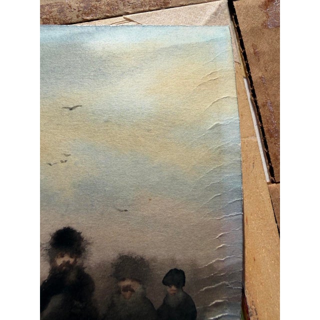 Antique Watercolor of a Russian Winter Procession in Ornate Gilt Frame - Unsigned Unknown Artist For Sale - Image 10 of 17