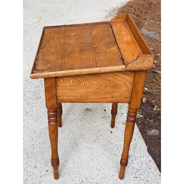 American Antique Slant Top Chestnut Pine Writing Desk For Sale - Image 3 of 12