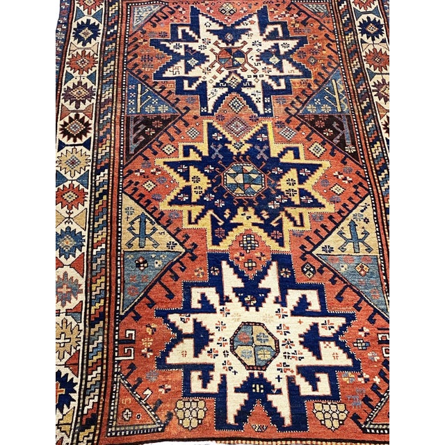 Tribal Rare 19th C Antique Tribal Caucasian Star Kazak Rug 7' 10" by 4'10" For Sale - Image 3 of 6