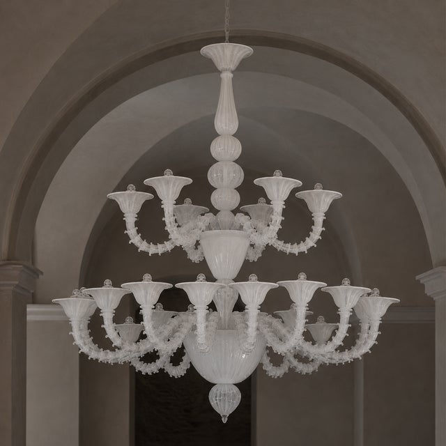 2020s Monumental Contemporary White Rezzonico Murano Glass Chandelier For Sale - Image 5 of 5