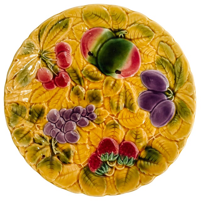 1940s Large Sarreguemines French Faience Mixed Fruit Serving Plate For Sale In San Diego - Image 6 of 8