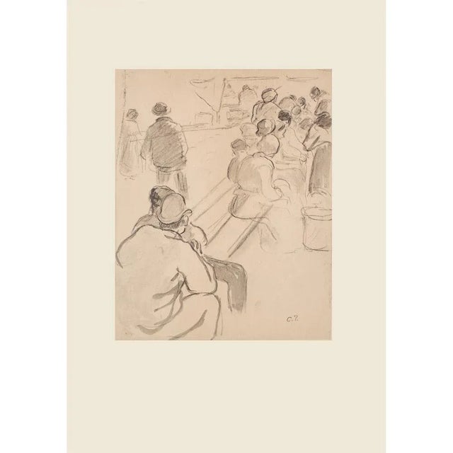 1959 After Camille Pissarro "On a Bench", First Edition Cottage Style Lithograph For Sale In Dallas - Image 6 of 6