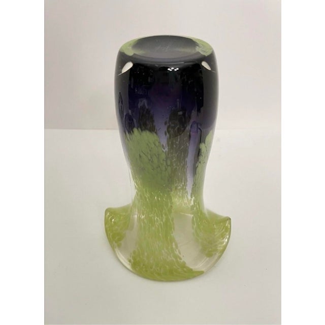 Murano-Style Art Glass Vases – Purple & Chartreuse Green - Pair For Sale In Savannah - Image 6 of 12